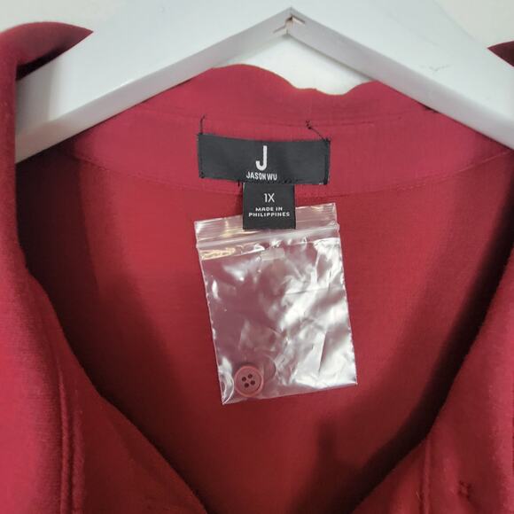 *NEW* J By JASON WU Woman Cabernet Red Knit Shirt Dress - Size 1X - Picture 6 of 8